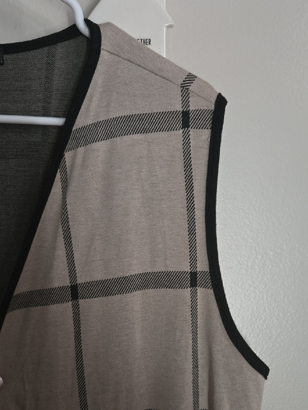 olive blu Sleeveless Plaid Open Cardigan - Picture 7 of 7
